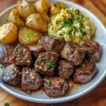 Garlic Butter Steak Bites and Potatoes