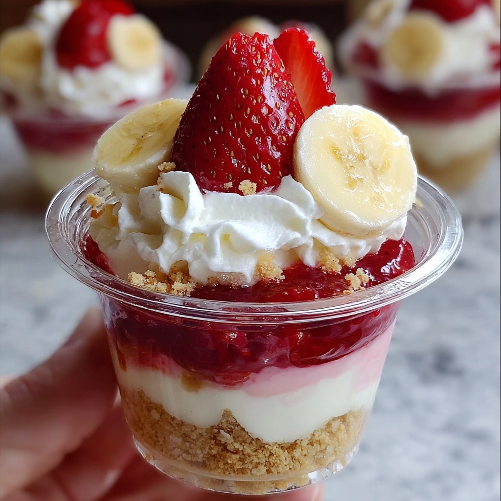 Banana Strawberry Pudding Cheesecake Cups Recipe - Recipe Image