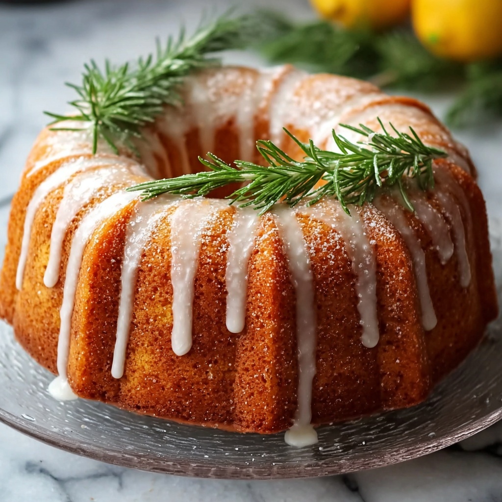 Rosemary-Lemon Bundt Cake with Candied Rosemary Recipe - Recipe Image