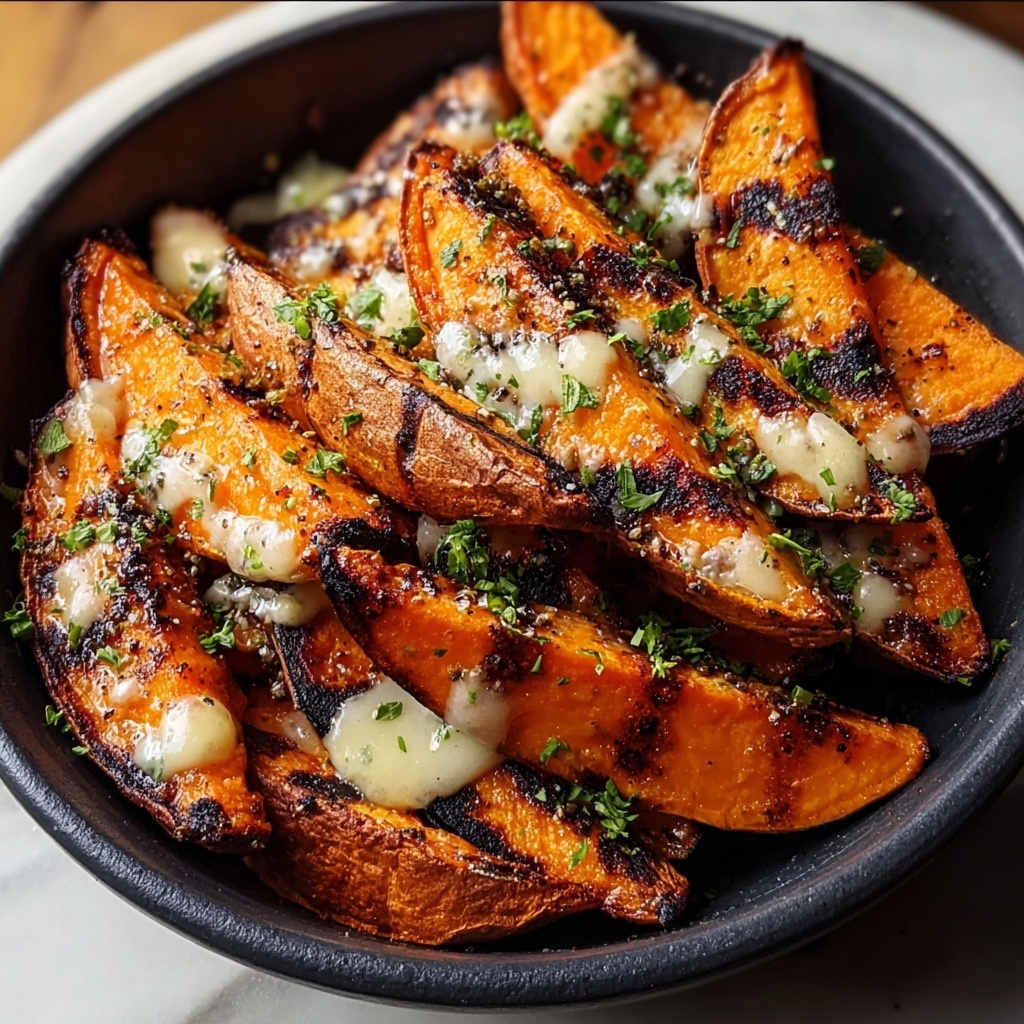 Savory Garlic and Parmesan Sweet Potato Wedges Recipe - Recipe Image