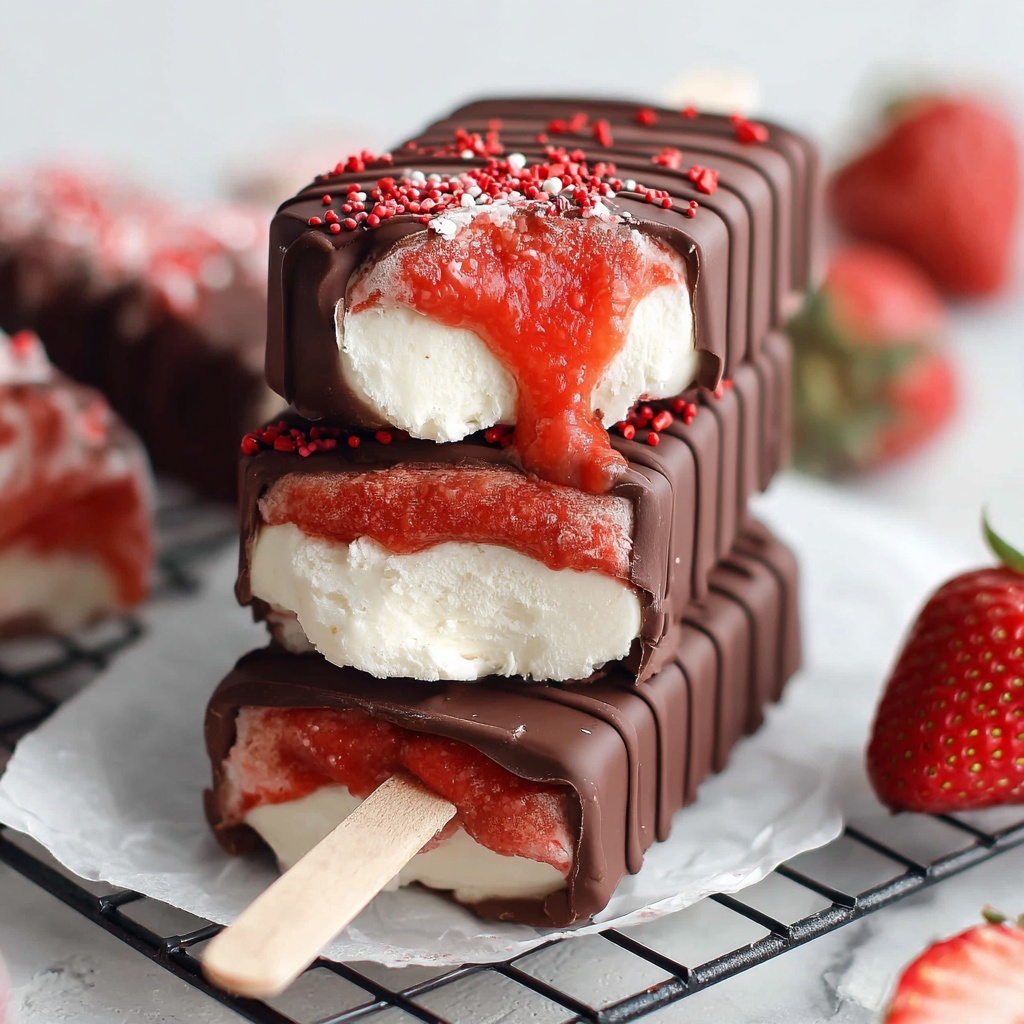 Strawberry Vegan Magnum Ice Cream Bars Recipe - Recipe Image