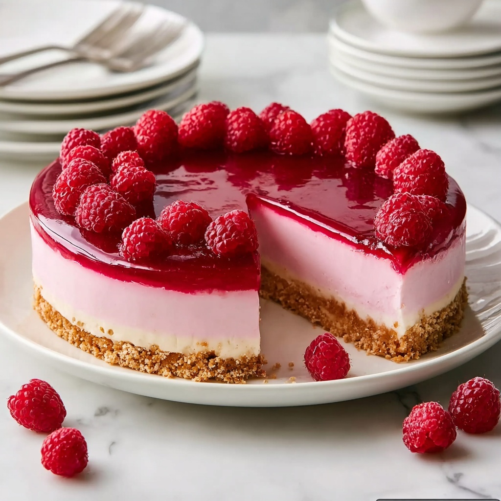 Easy Baked Raspberry Cheesecake Recipe - Recipe Image
