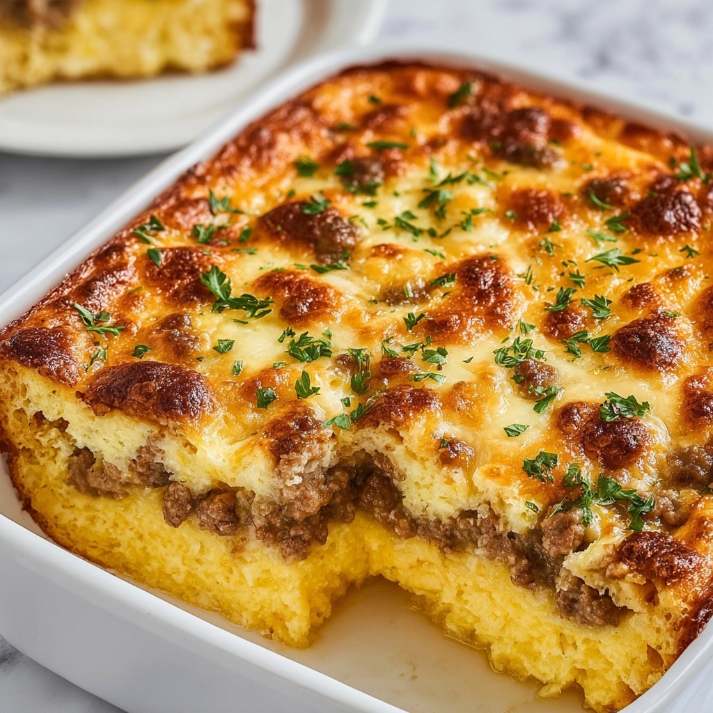 Sausage Breakfast Strata with Maple Syrup and Cheddar Recipe - Recipe Image
