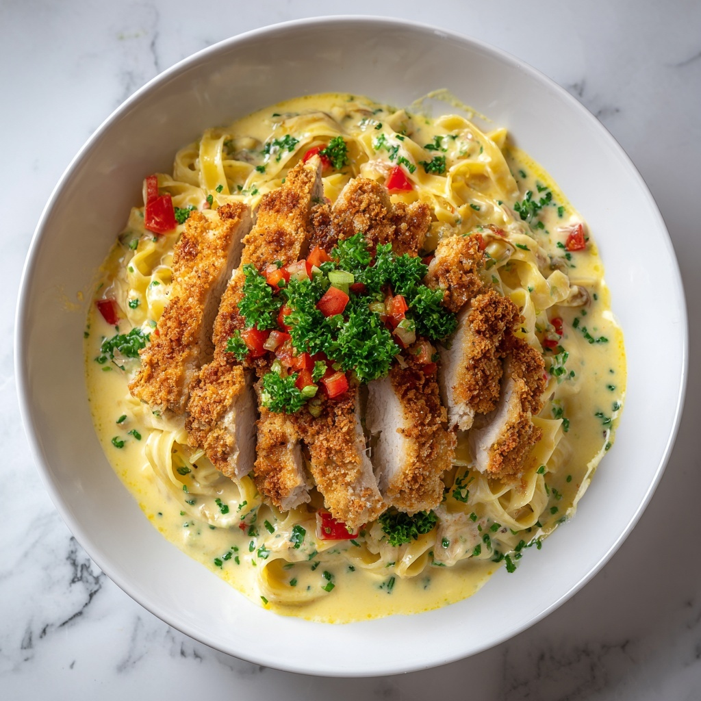 Crispy Chicken Fettuccine Alfredo Recipe - Recipe Image