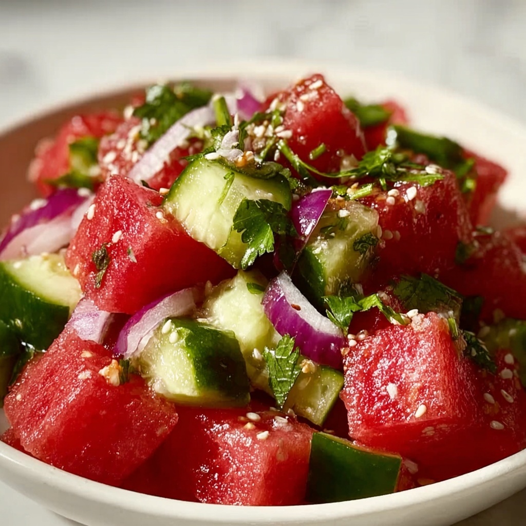 The Ultimate Watermelon Cucumber Salad for Hot Summer Days Recipe - Recipe Image