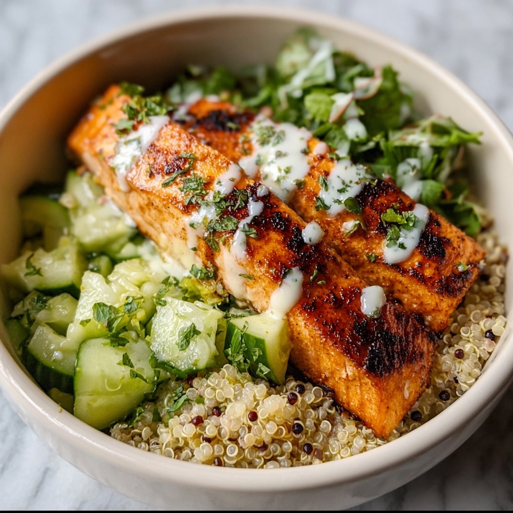 Honey Harissa Salmon Quinoa Bowls Recipe - Recipe Image