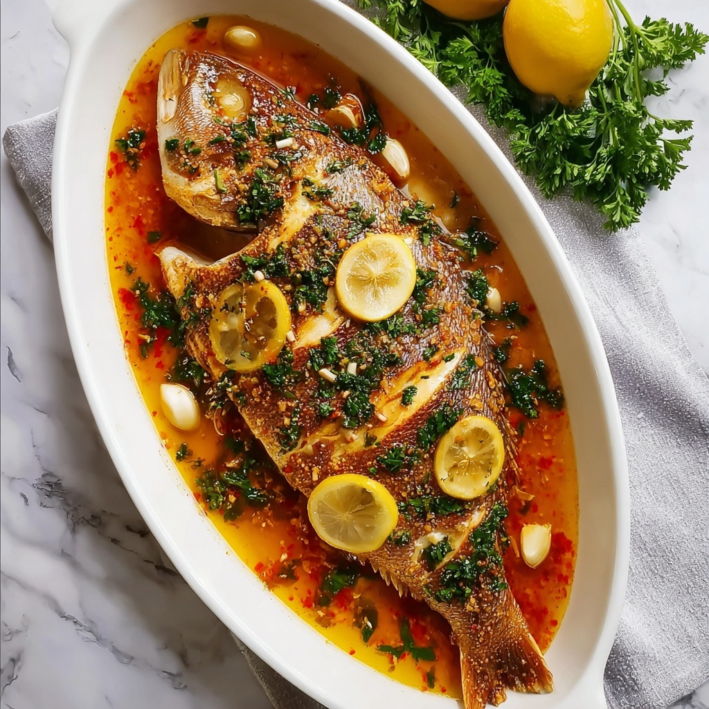 Baked Red Snapper with Garlic and Herbs Recipe - Recipe Image