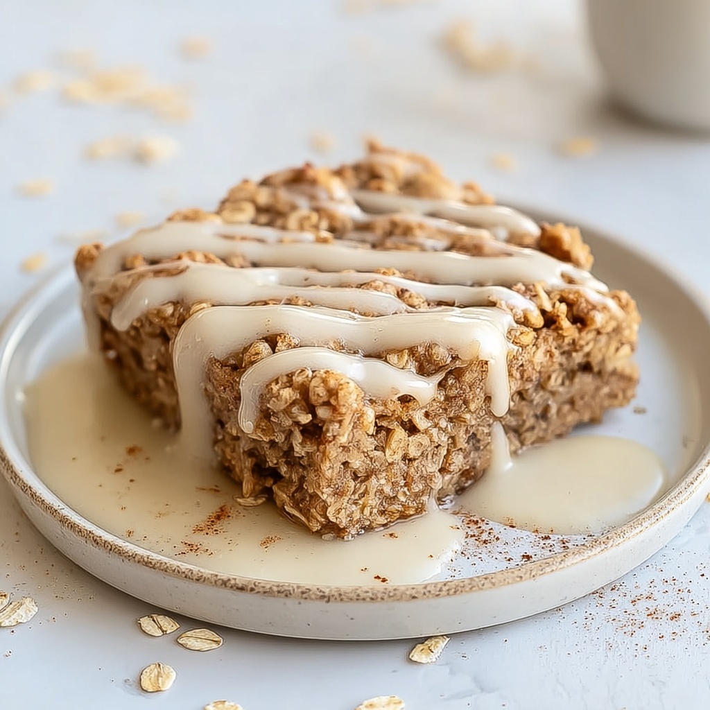 Healthy Sticky Cinnamon Roll Baked Oatmeal Recipe - Recipe Image