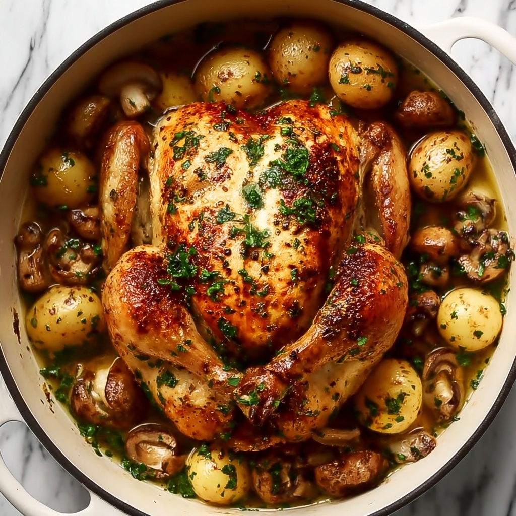 Creamy Lemon and Herb Pot Roasted Chicken Recipe - Recipe Image
