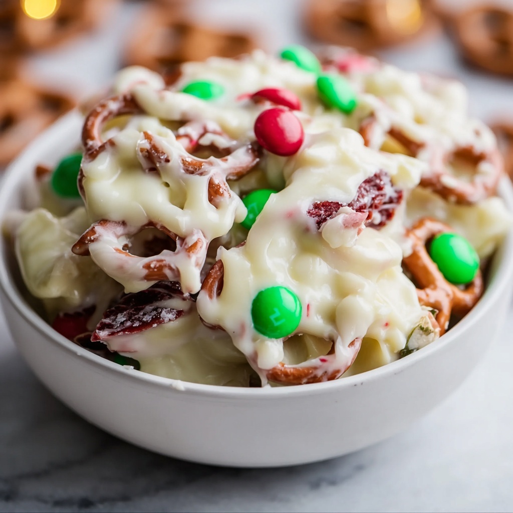 White Chocolate Pretzel Crockpot Christmas Candy Recipe - Recipe Image