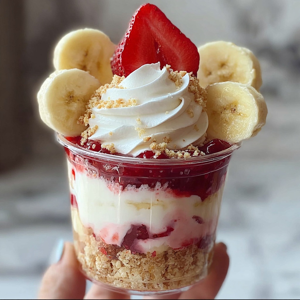 Banana Strawberry Pudding Cheesecake Cups Recipe - Recipe Image