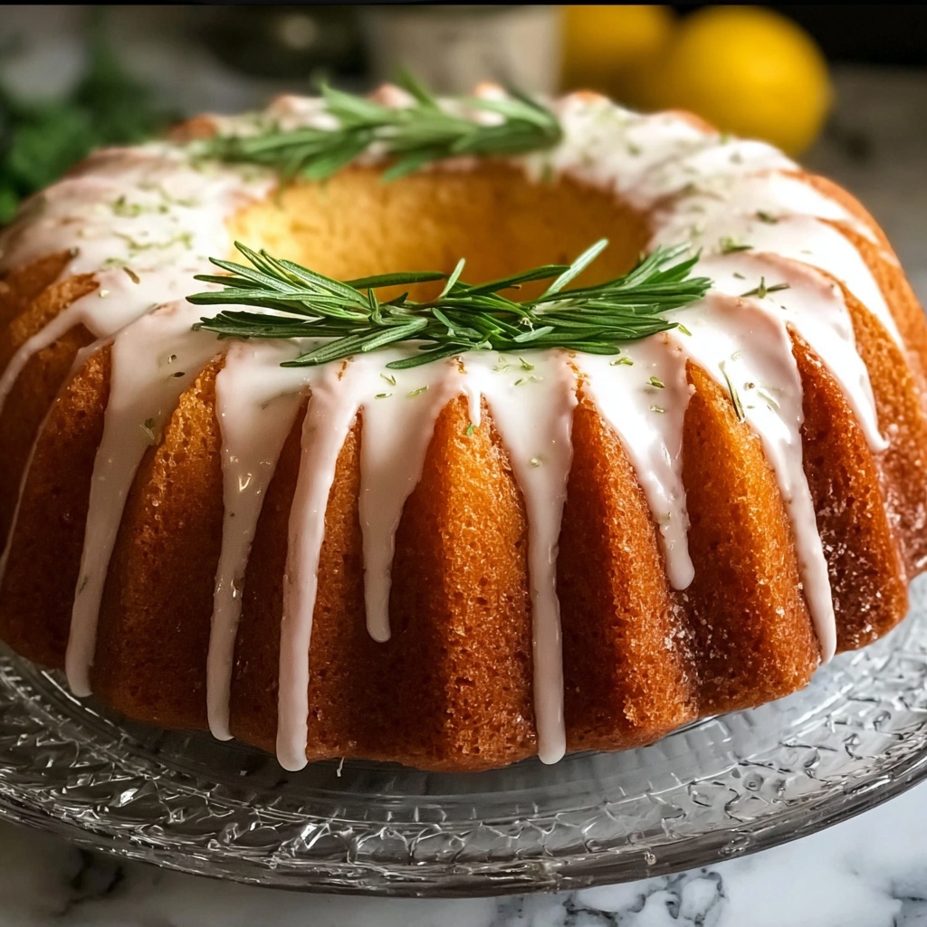 Rosemary-Lemon Bundt Cake with Candied Rosemary Recipe - Recipe Image