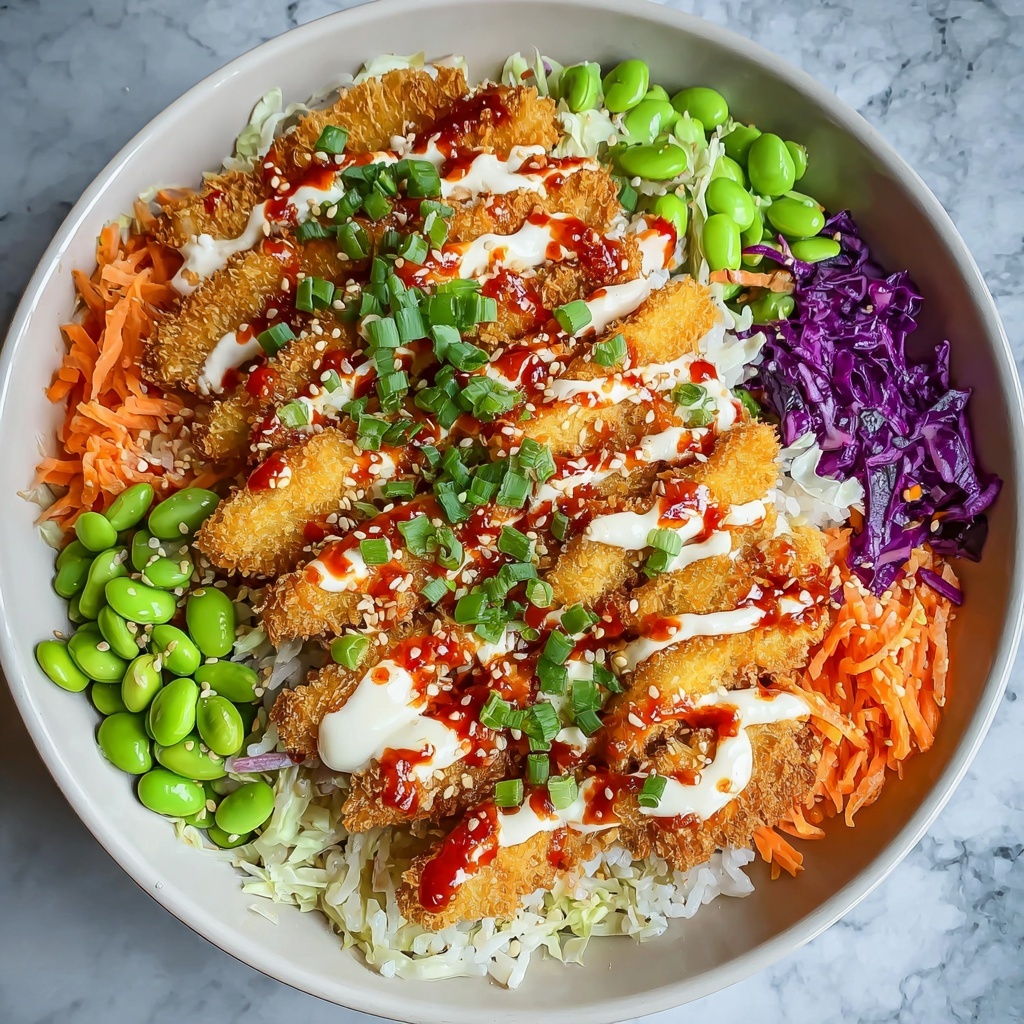 Bang Bang Chicken Bowl with Creamy Sauce and Crispy Toppings Recipe - Recipe Image