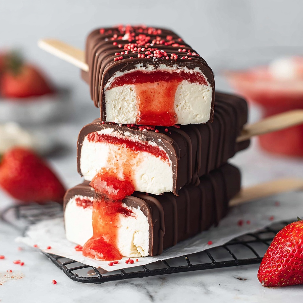 Strawberry Vegan Magnum Ice Cream Bars Recipe - Recipe Image