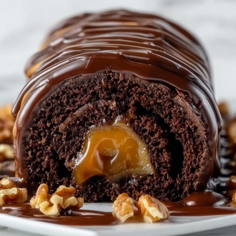 Gooey Chocolate Caramel Turtle Cake Roll Recipe