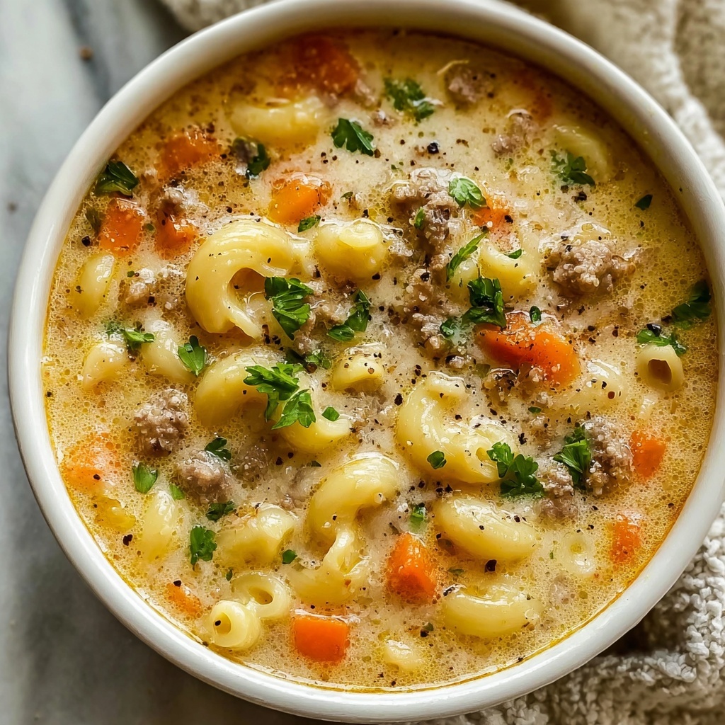 One-Pot Macaroni Cheeseburger Soup Recipe - Recipe Image