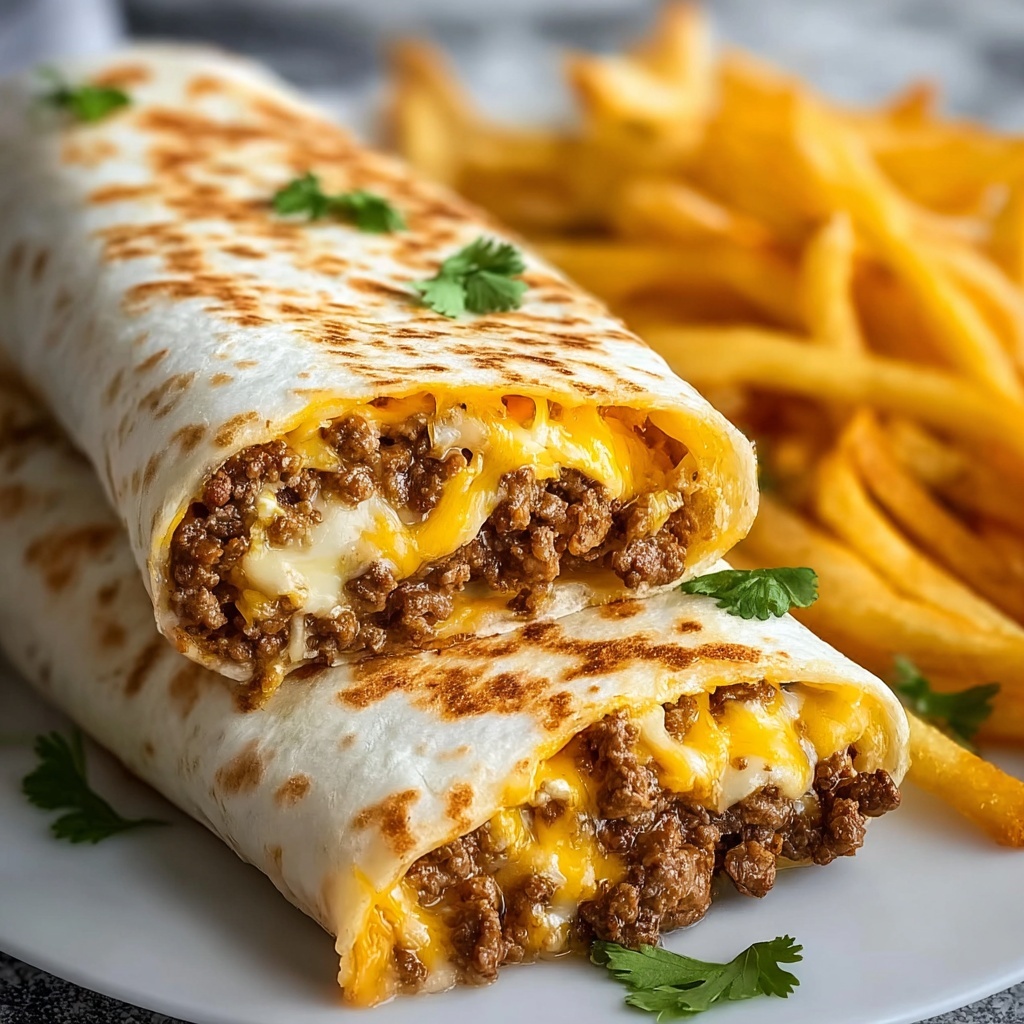Cheesy Beef Burritos with Crispy Fries Recipe - Recipe Image