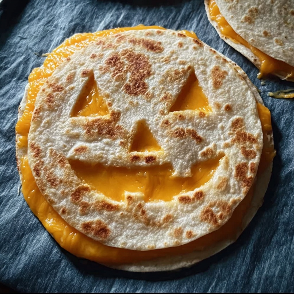 Jack-o-Lantern Cheese Quesadillas Recipe - Recipe Image