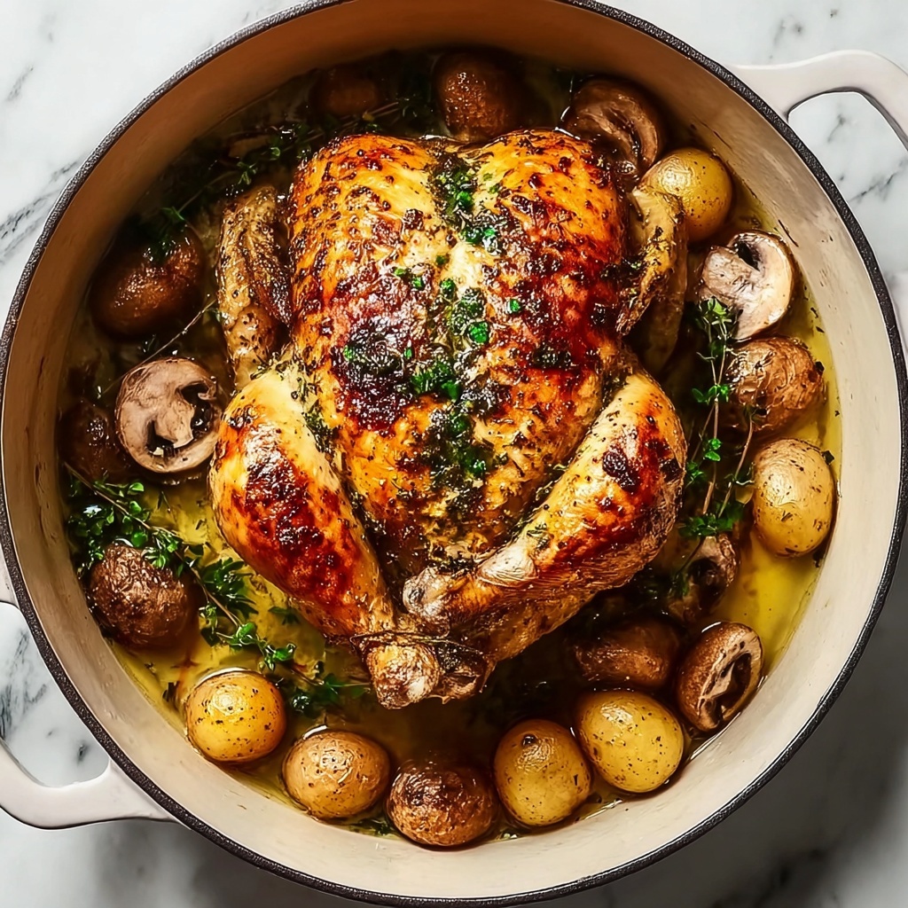 Creamy Lemon and Herb Pot Roasted Chicken Recipe - Recipe Image
