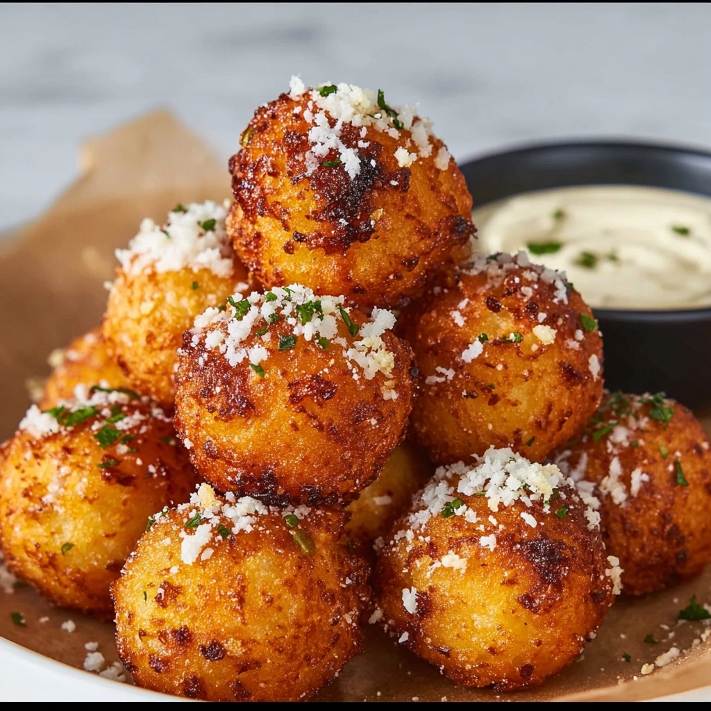 Crispy Parmesan Garlic Potato Balls Recipe - Recipe Image