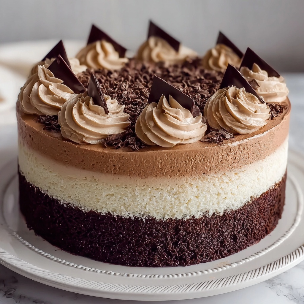 Tuxedo Cake - Triple Chocolate Mousse Cake Recipe - Recipe Image