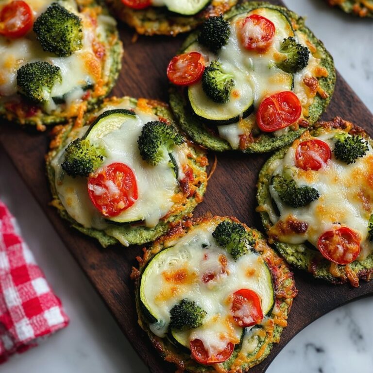 Mini Veggie Pizzas with Broccoli Crust Recipe
