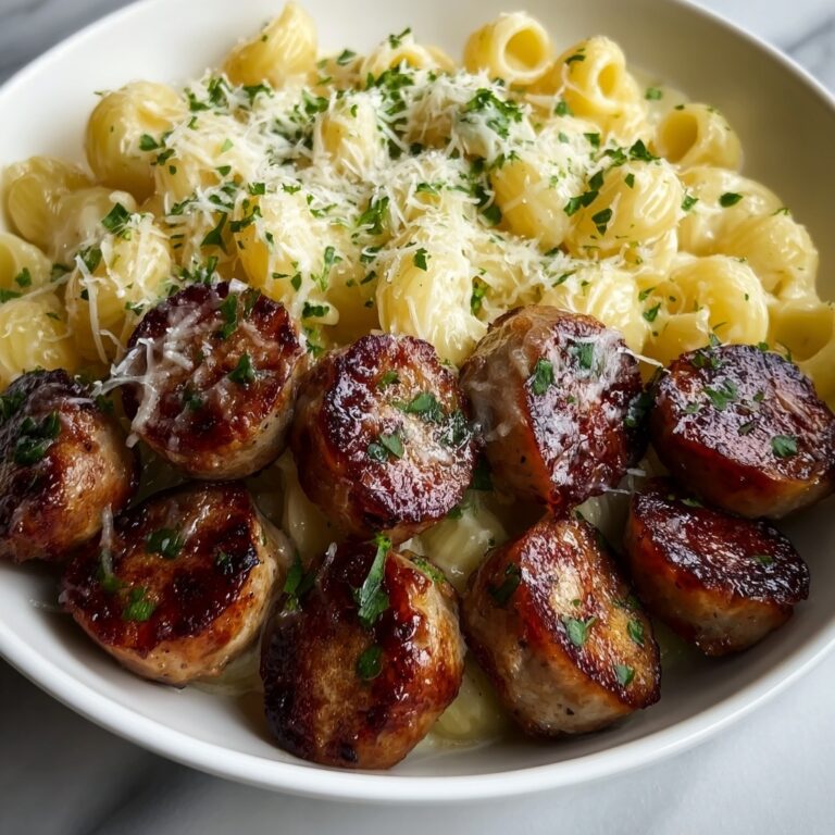 Garlic Butter Sausage Bites with Creamy Parmesan Pasta Recipe