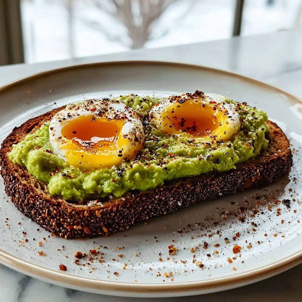 Smashed Avocado Egg Toast with Chili Flakes Recipe - Recipe Image