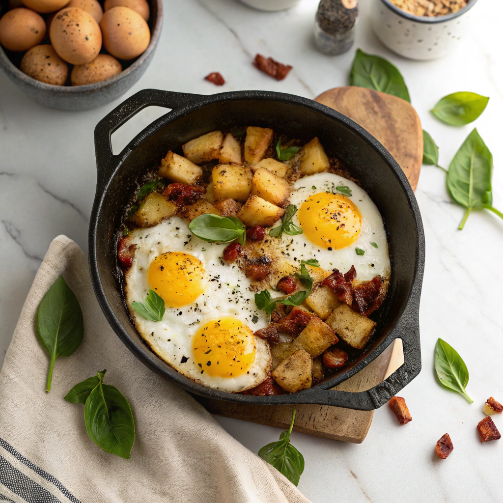 Potato Egg Scramble with Bell Peppers and Cheese Recipe - Recipe Image
