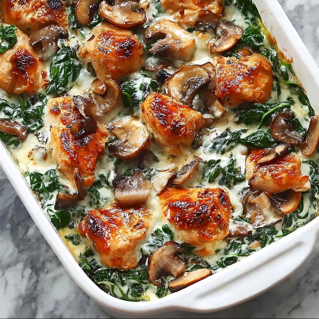 Chicken, Spinach, and Mushroom Low-Carb Oven Dish Recipe - Recipe Image