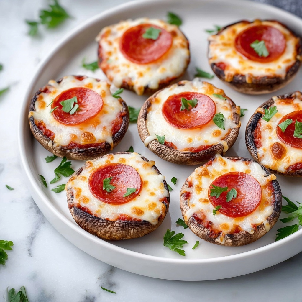 Keto Stuffed Mushrooms with Pepperoni, Olives, and Melted Cheese Recipe - Recipe Image