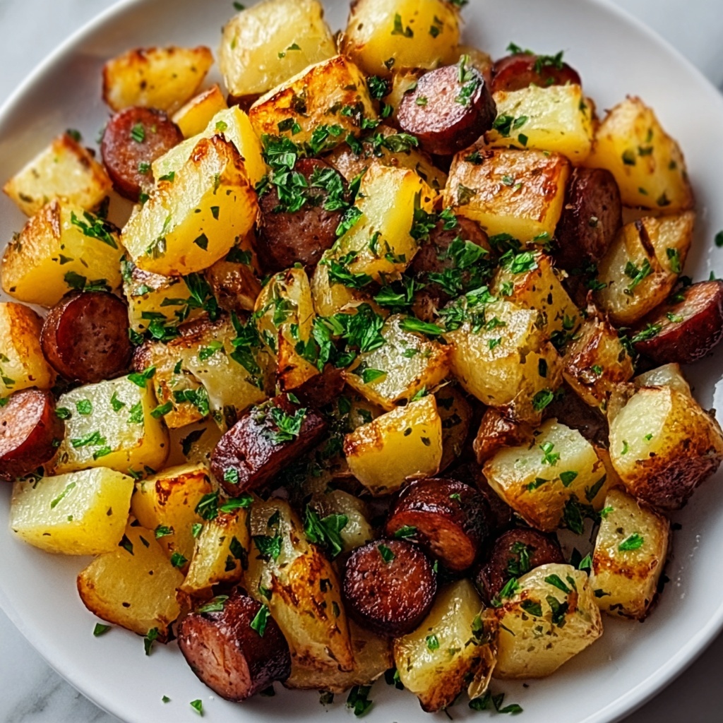 Fried Potatoes and Onions with Smoked Polish Sausage Recipe - Recipe Image