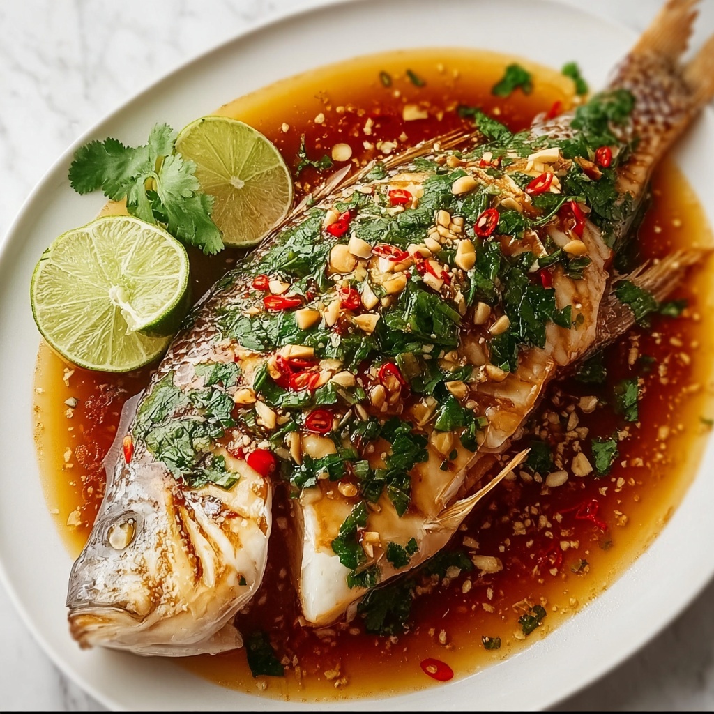 Thai Lime-Garlic Steamed Fish Recipe - Recipe Image