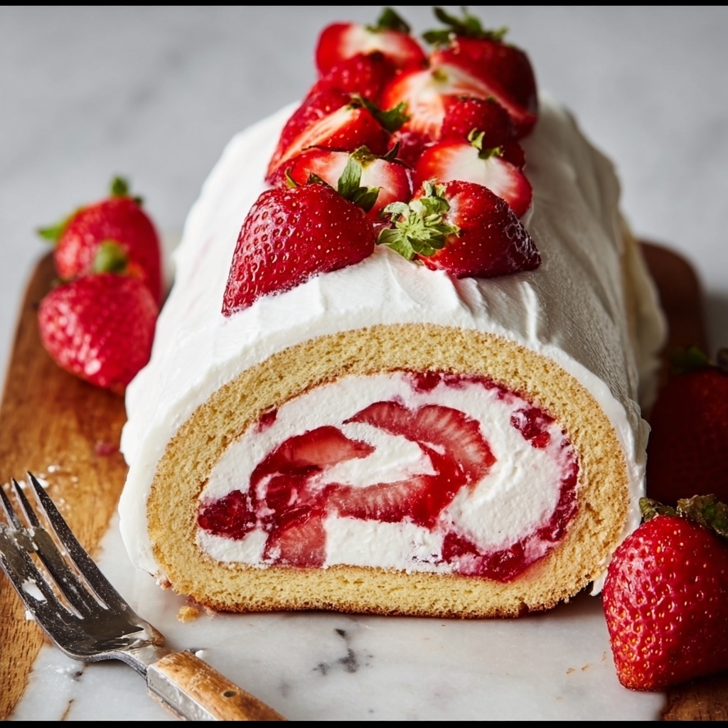 Strawberry Swiss Roll Cake Recipe - Recipe Image