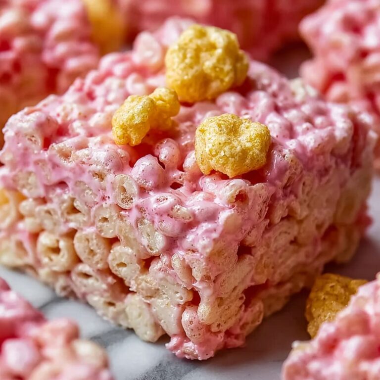 Strawberry Rice Krispies Treats with Pink Chocolate Drizzle Recipe