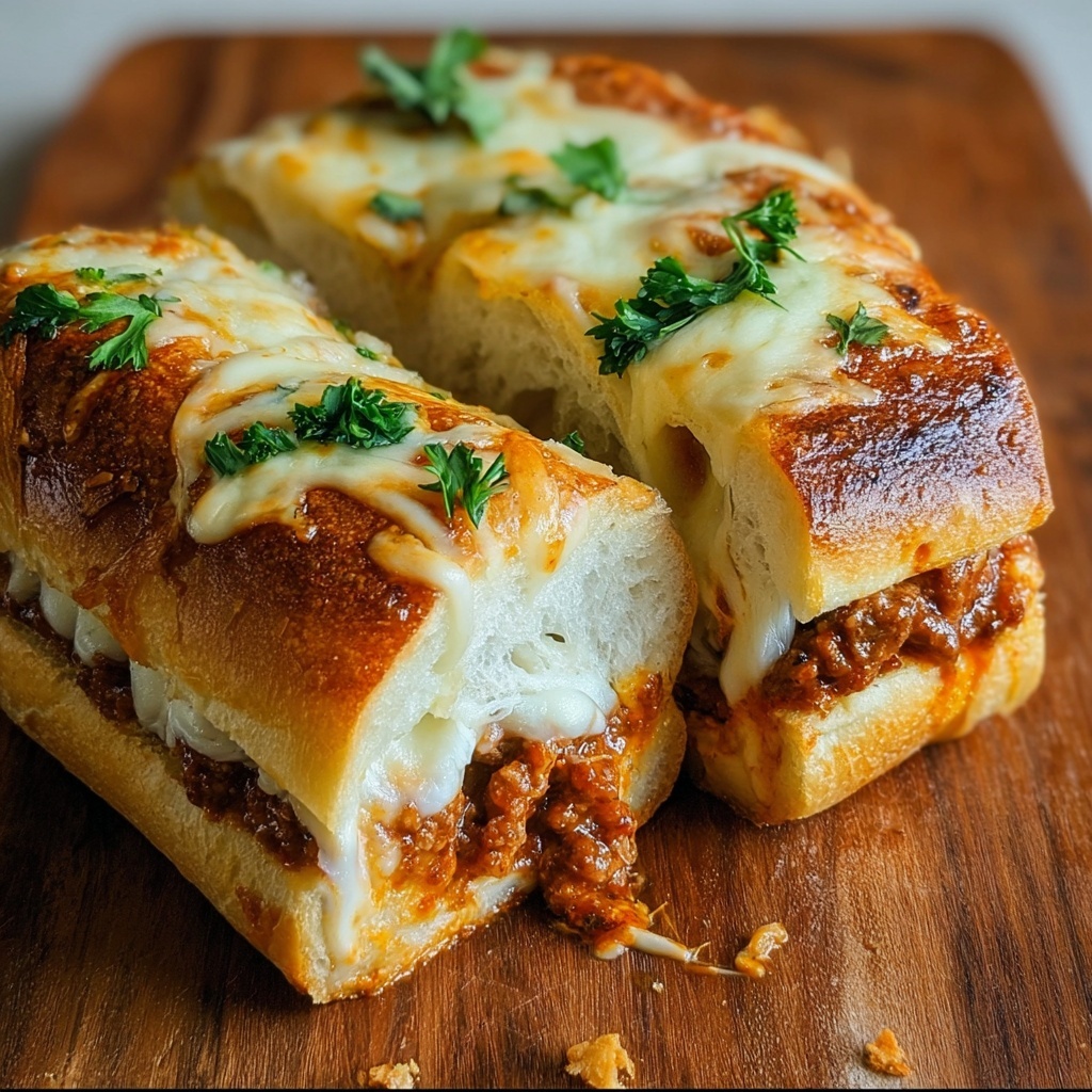Lasagna Stuffed Garlic Bread Recipe - Recipe Image