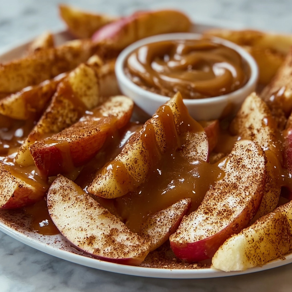Oven Apple Wedges Fries with Caramel Cream Dipping Sauce Recipe - Recipe Image