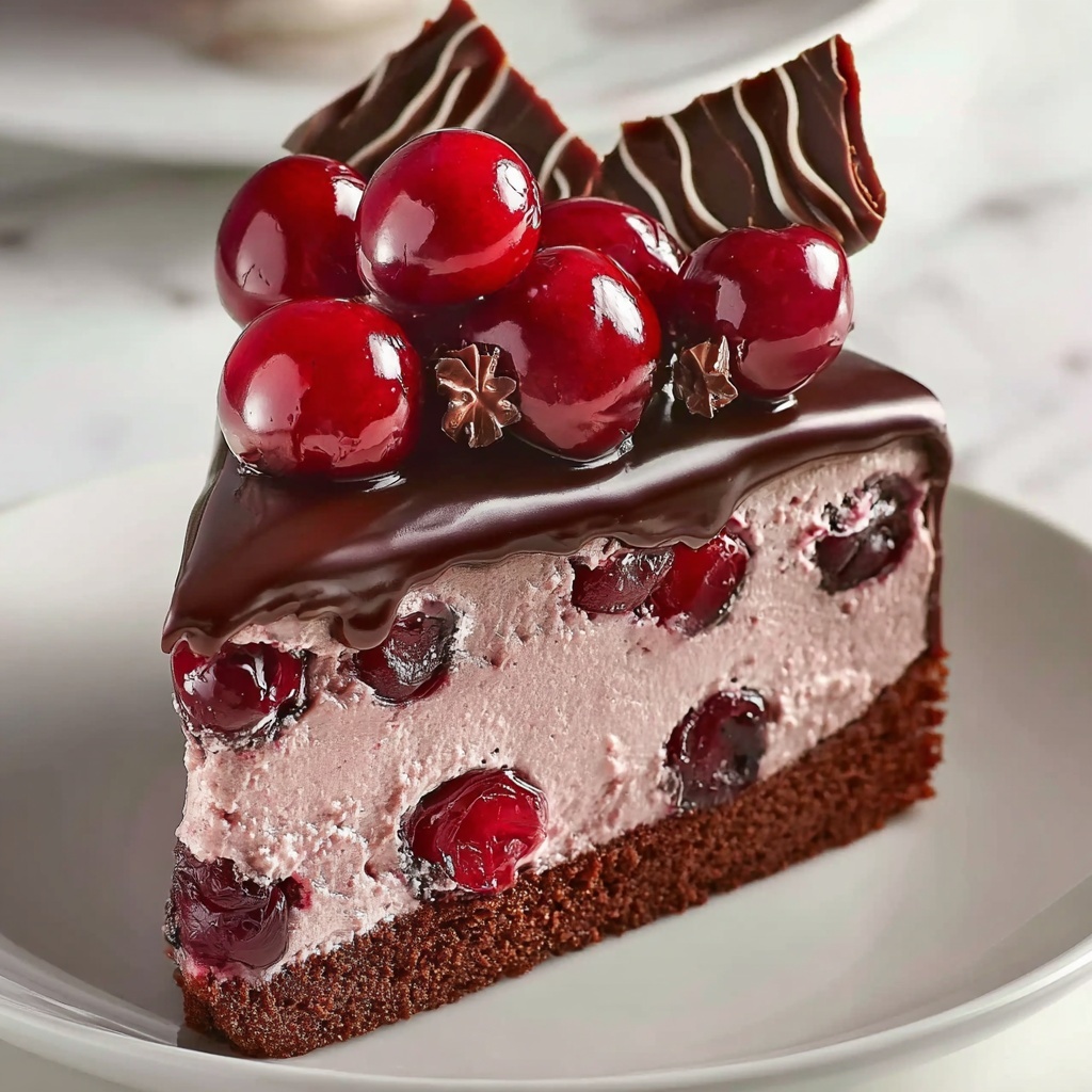 Chocolate Cherry No-Bake Cheesecake Recipe - Recipe Image