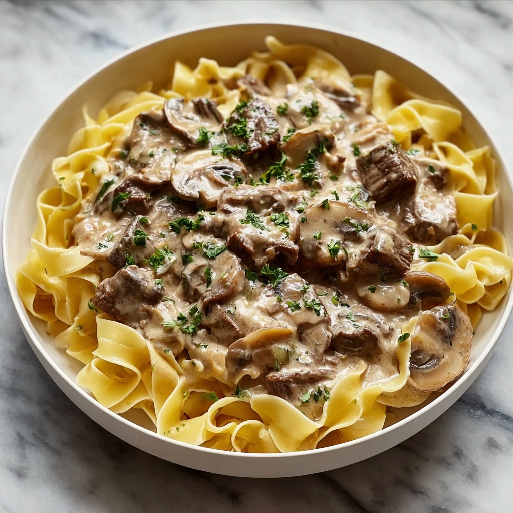 Creamy Beef Stroganoff with Egg Noodles Recipe - Recipe Image