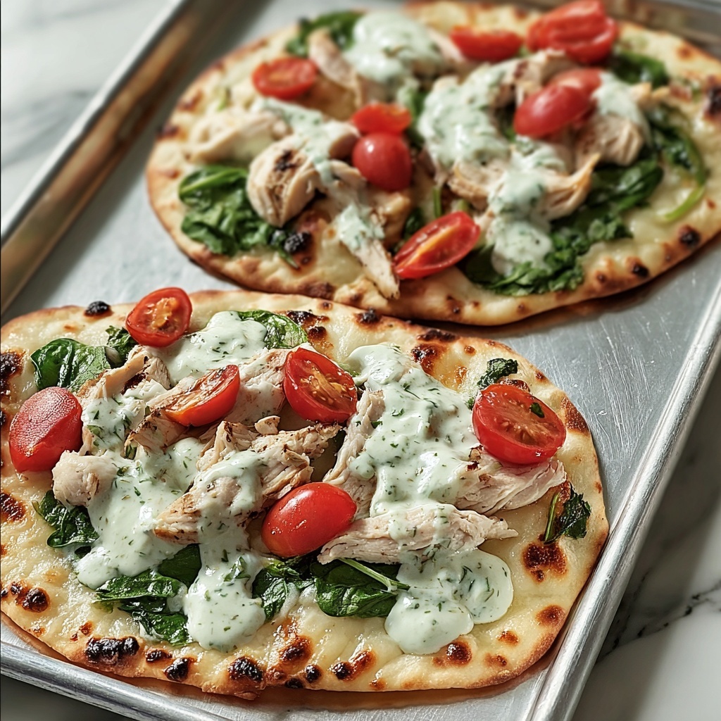 Tzatziki Chicken & Veggie Naan Pizza Recipe - Recipe Image
