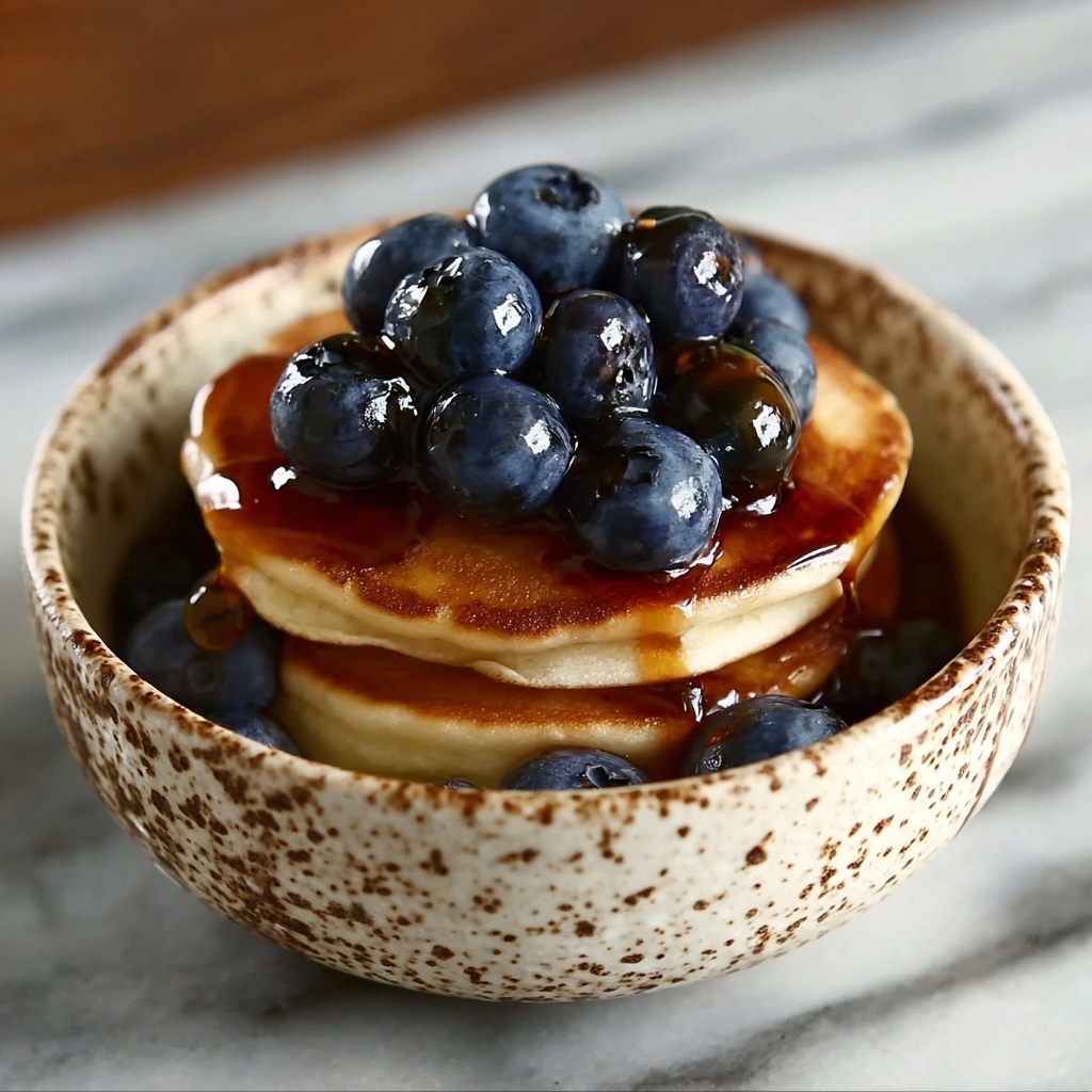 Mini Pancake and Blueberry Bowl with Caramel Drizzle Recipe - Recipe Image
