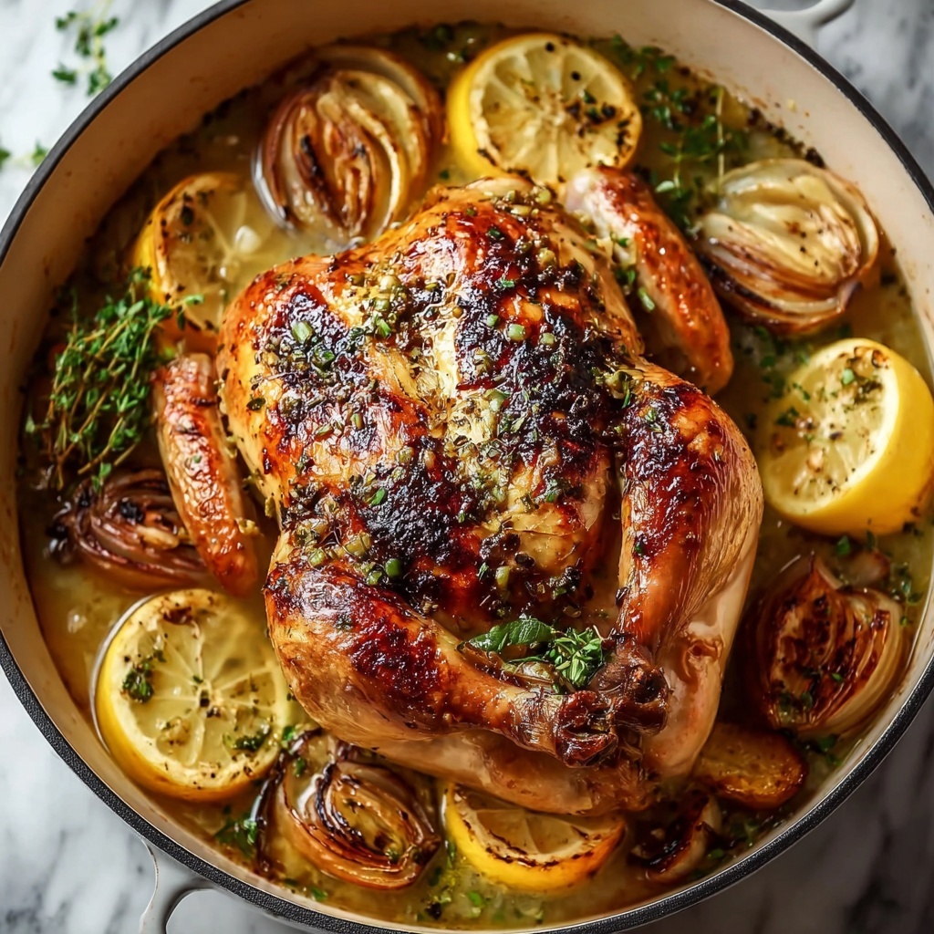 Creamy Lemon Herb Pot Roasted Whole Chicken Recipe - Recipe Image