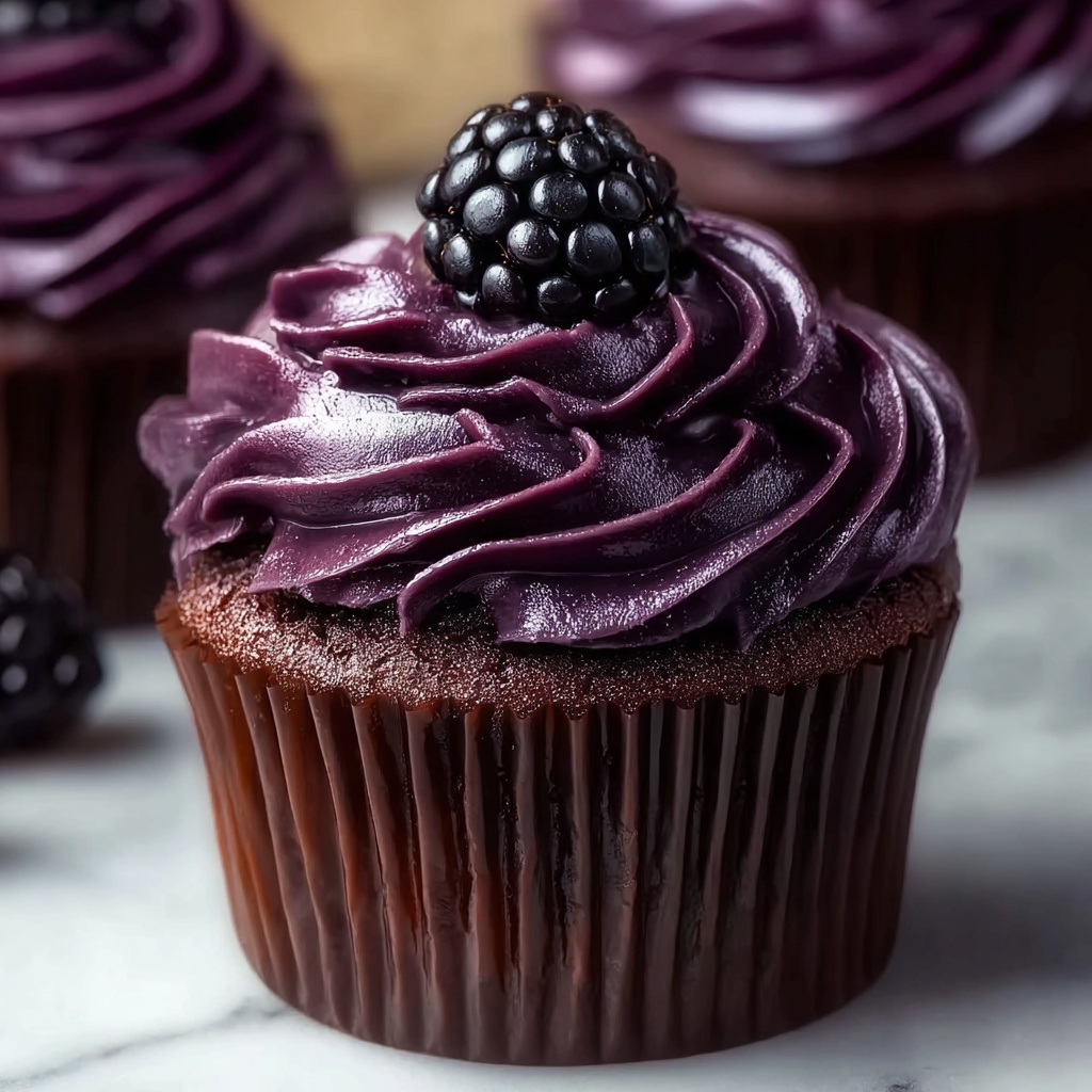 Dark Chocolate Blackberry Cupcakes Recipe - Recipe Image