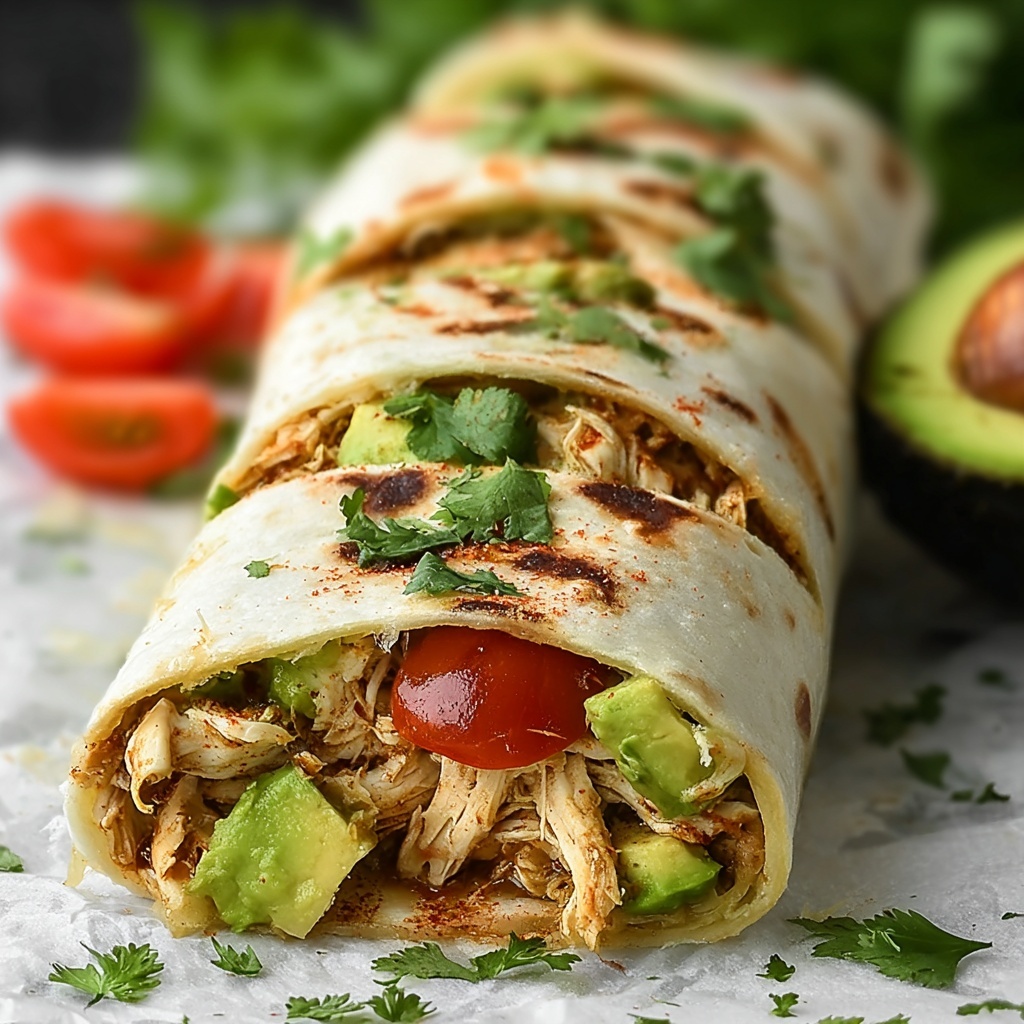 Quick & Easy Chicken Avocado Wrap Recipe - Recipe Image