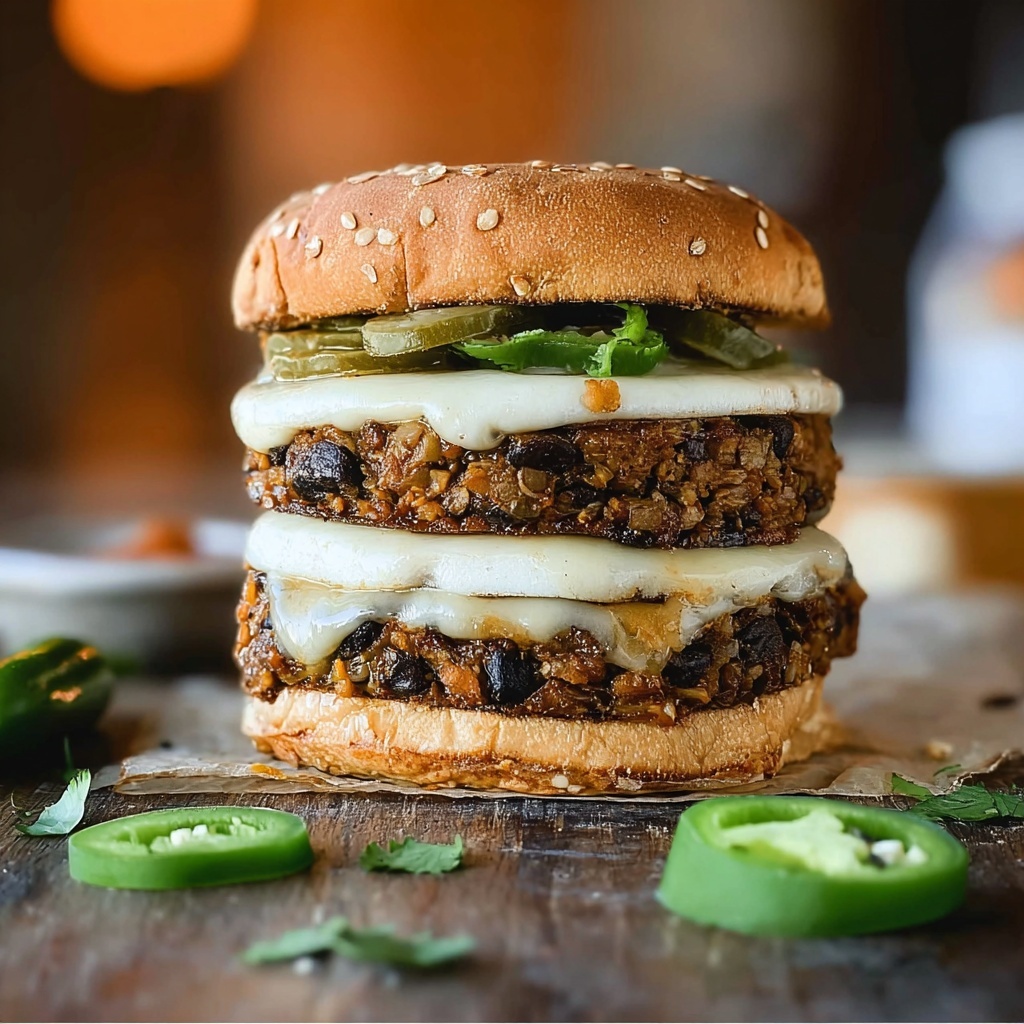 Jalapeno Popper Stuffed Black Bean Burgers Recipe - Recipe Image