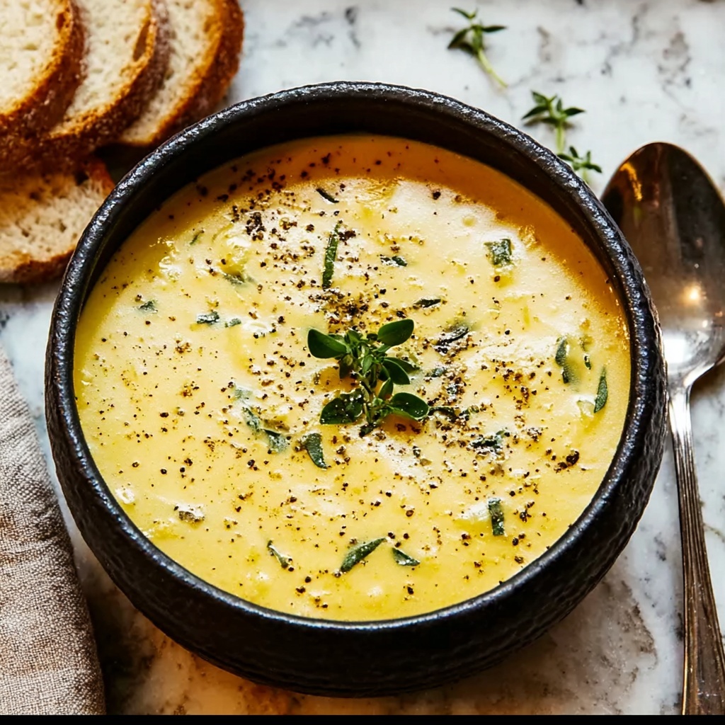 Hearty Cheddar Garlic Herb Potato Soup Recipe - Recipe Image