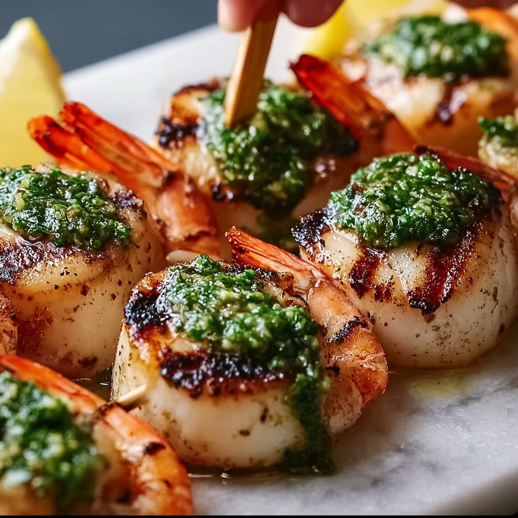Grilled Surf & Turf Skewers with Chimichurri Recipe - Recipe Image