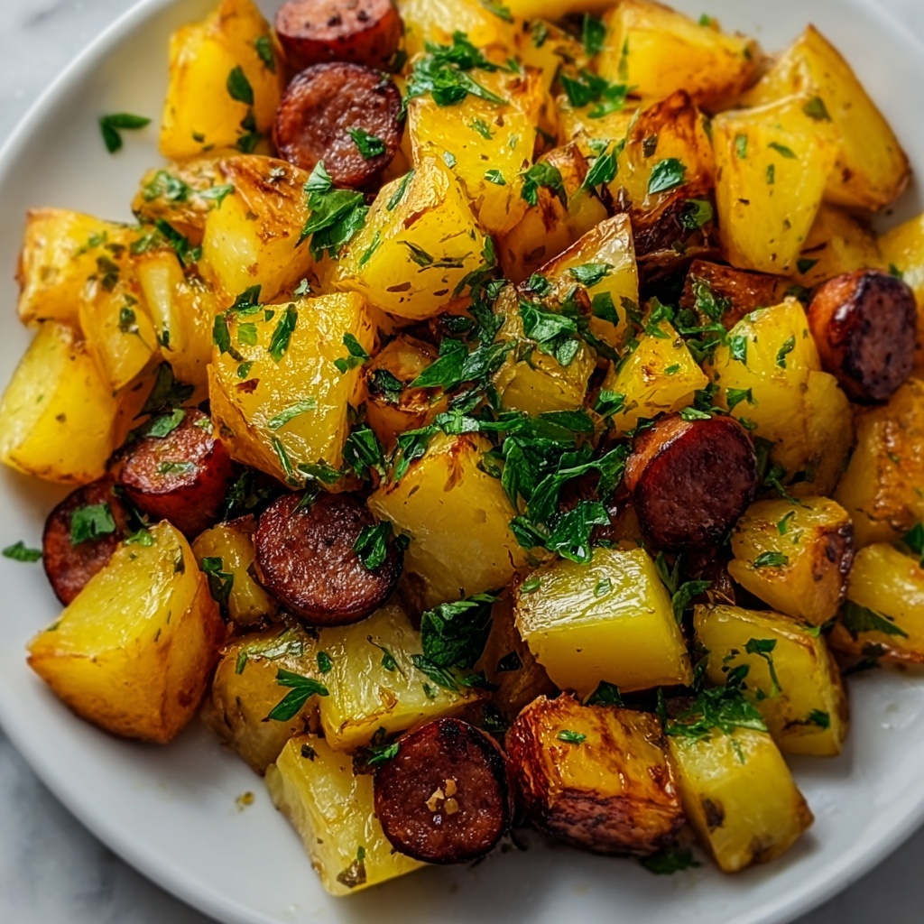 Fried Potatoes and Onions with Smoked Polish Sausage Recipe - Recipe Image