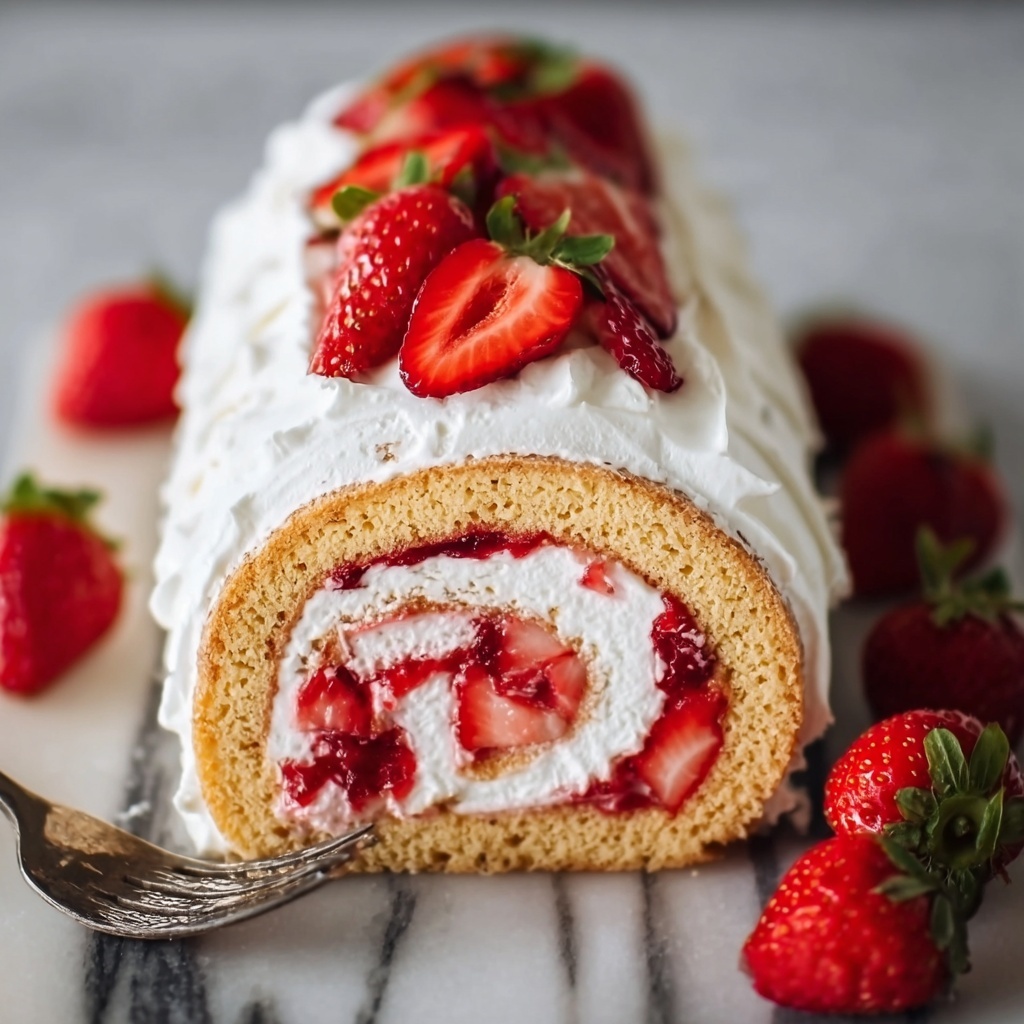 Strawberry Swiss Roll Cake Recipe - Recipe Image