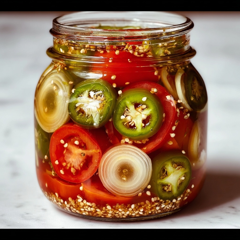 Pickled Green Tomatoes, Onions, and Peppers Recipe - Recipe Image
